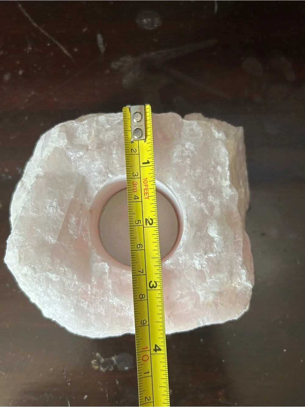 Rose Quartz Tea Light Candle Holder - Natural Pink Crystal Accent